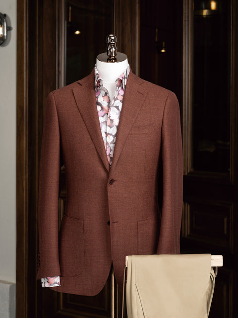 Brick red herringbone wool & Khaki combo