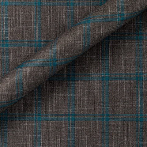 Carnet Italia 100% Bamboo Gray Electric Blue Windowpane