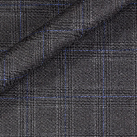 Carnet Italia Super 150's Charcoal Electric Blue Plaid